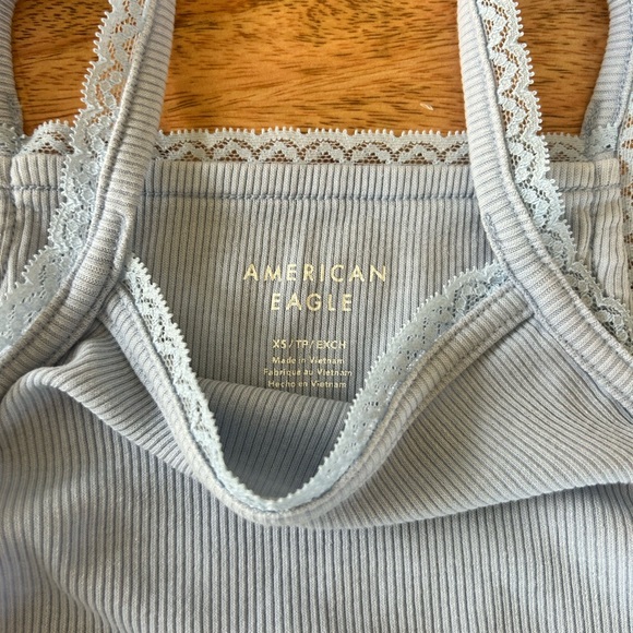 American Eagle blue lace ribbed tank crop top - Picture 3 of 3